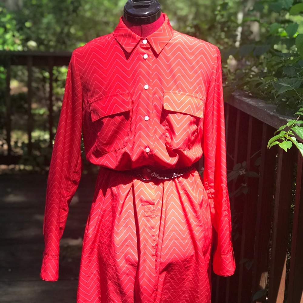 $60 Gap red chevron print shirt dress tunic